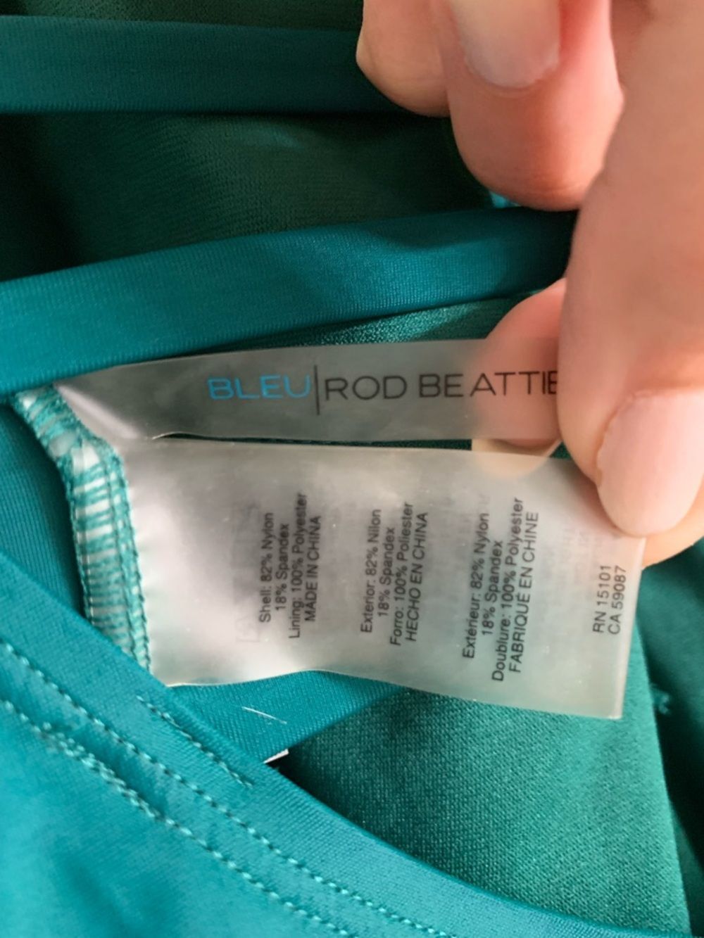 Bleu Rod Beattie Let Loose Teal Ruffle Halter Plunge Neck One Piece Swimsuit 12 - Picture 5 of 5